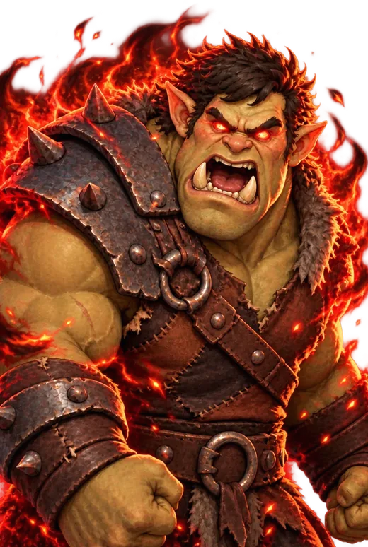 A painted fantasy ogre boss, enraged